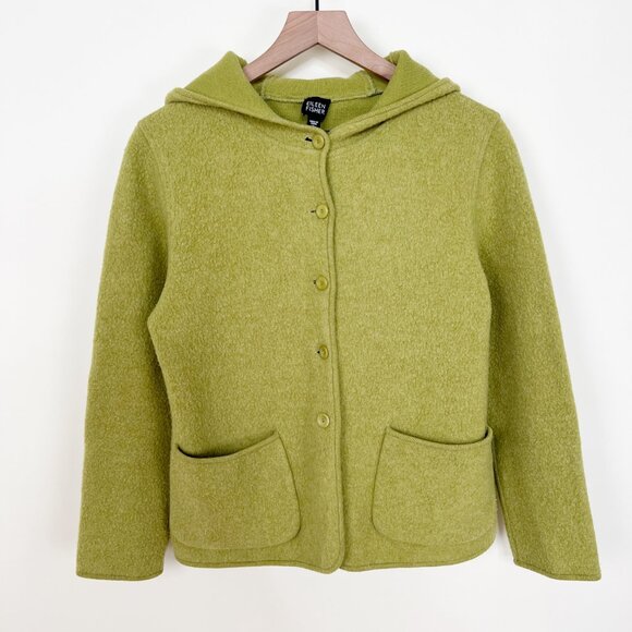 Eileen Fisher Lambswool Cotton Cardigan Sweater Knit Light Coat Jacket Oversized - Picture 4 of 10